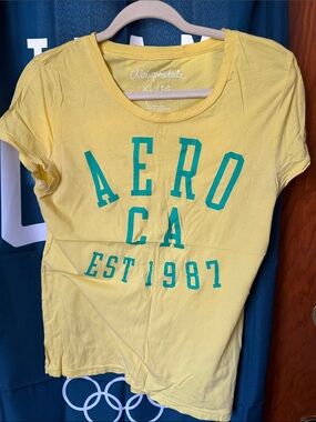 Aeropostale Yellow Tee with Teal Graphic Logo
